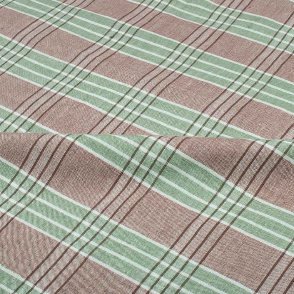 Check Green Brown and Blue Pure Cotton 105 GSM Handwoven Fabric