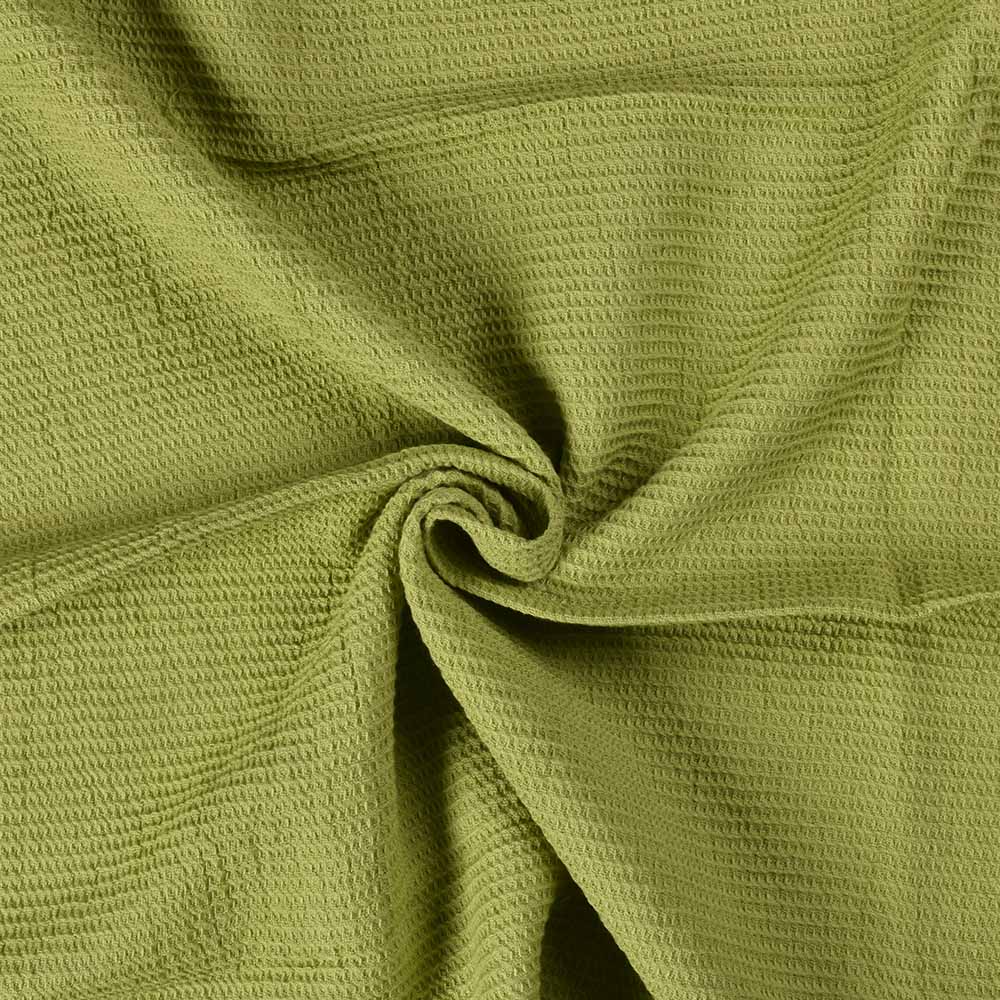 Green Honeycomb Weave Pure Cotton 122 GSM Handwoven Fabric