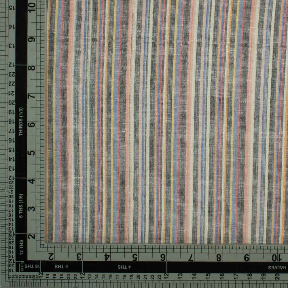 Stripe Multicolor Cotton Khadi 110 GSM Handwoven Fabric 09