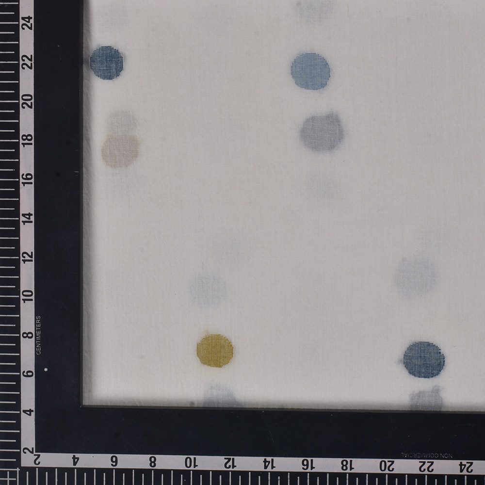 POLKA DOT WHITE JAMDANI PURE COTTON 58 GSM HANDWOVEN FABRIC