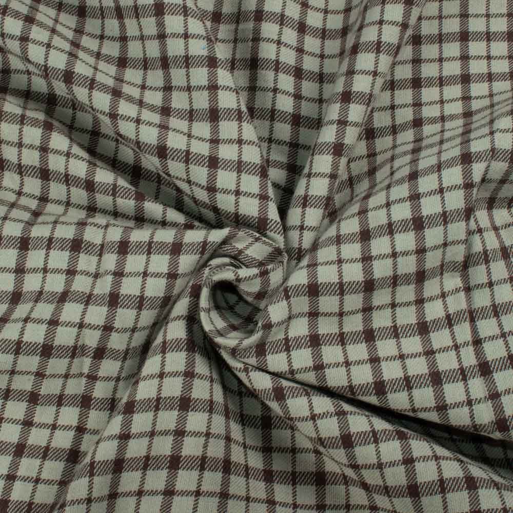 Check Twill Brown Pure Cotton Handwoven 173 GSM Fabric