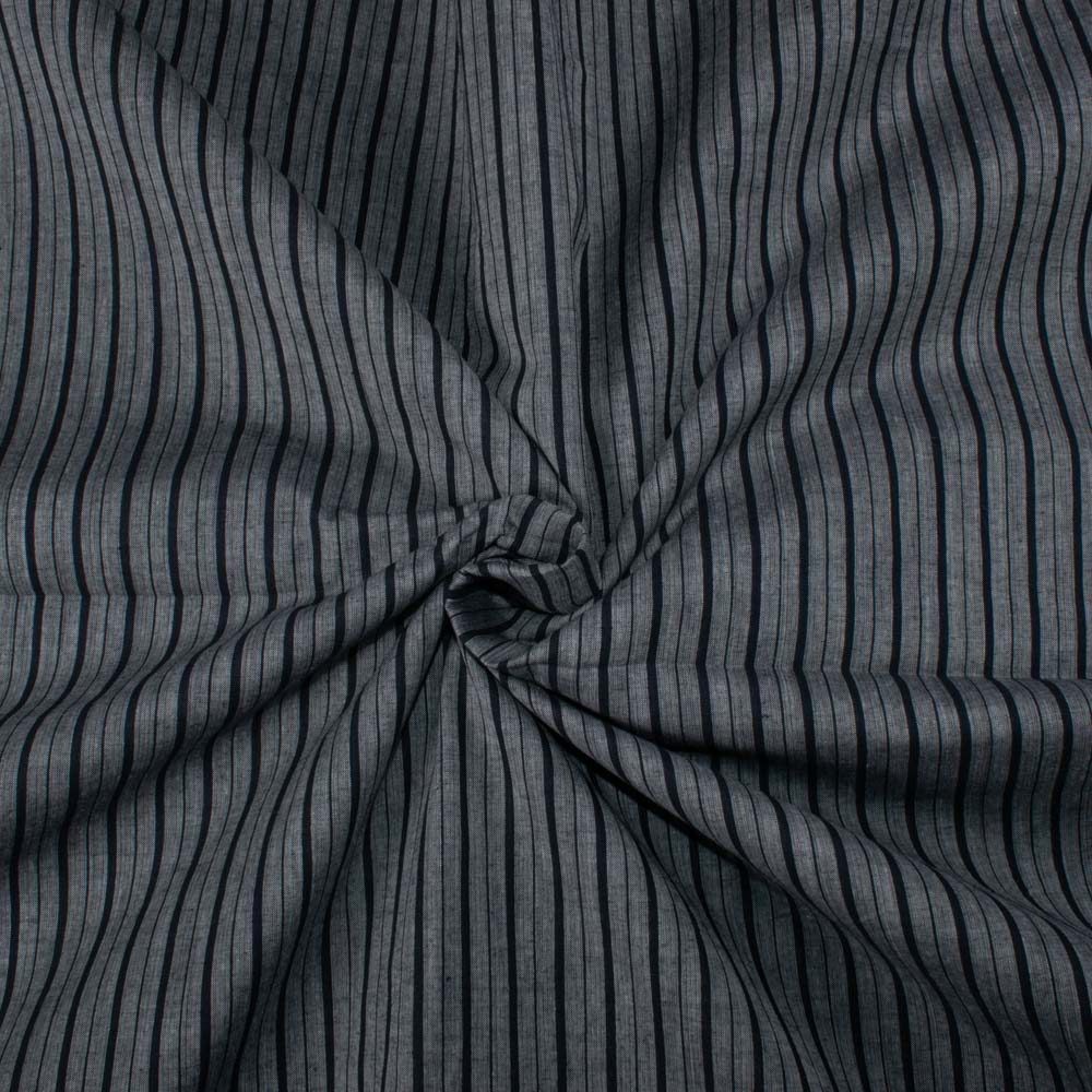Stripe Grey and Black Pure Cotton 60 GSM Handwoven Fabric