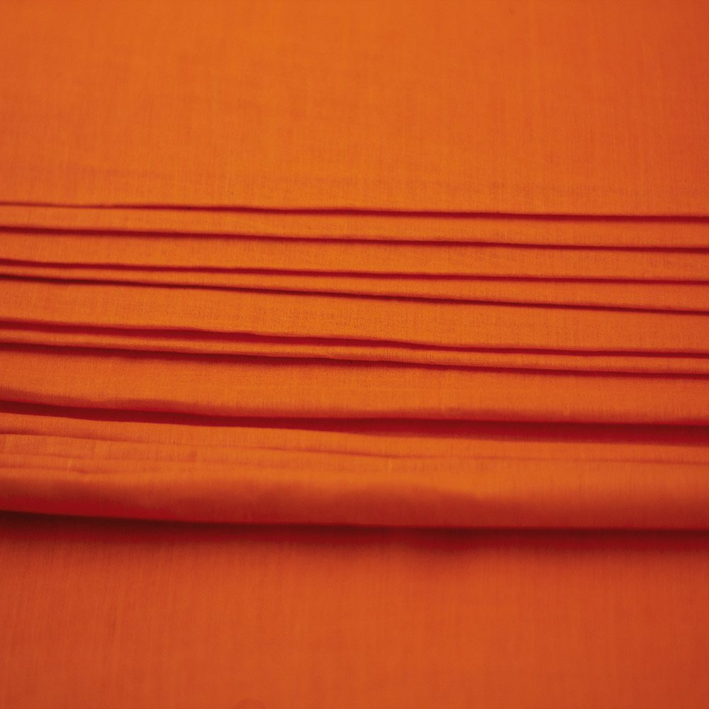 PLAIN ORANGE KHADI COTTON 70 GSM HANDWOVEN FABRIC