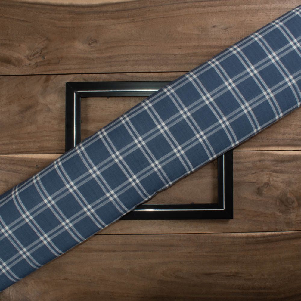 Grey White Pure Cotton Handwoven Fabric