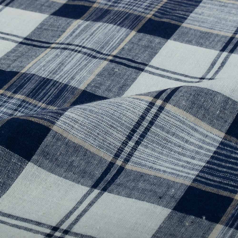 Check Blue & White Tie Dye 100 GSM Pure Cotton Handwoven Fabric