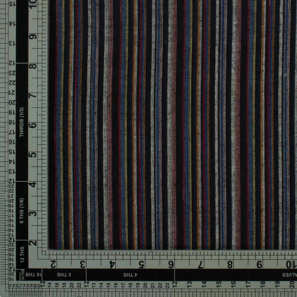 Stripe Multicolor Cotton Khadi 130 GSM Handwoven Fabric 07