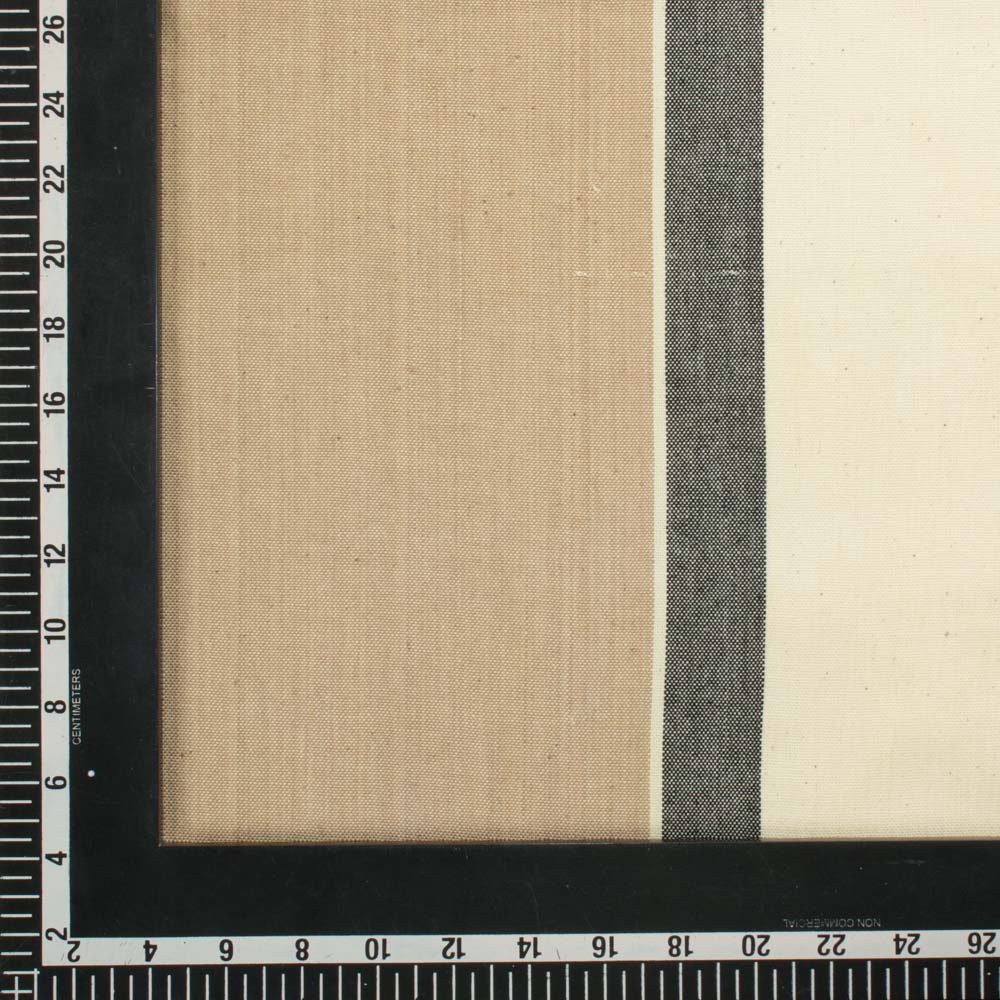 Stripe White & Beige Pure Cotton 152 GSM Handwoven Fabric