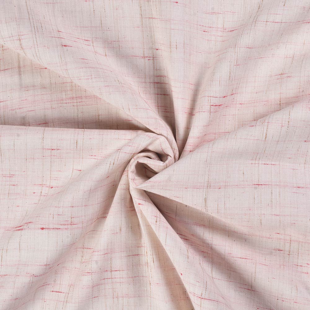 Futki Cream & Red Khadi Cotton 148 GSM Handwoven Fabric