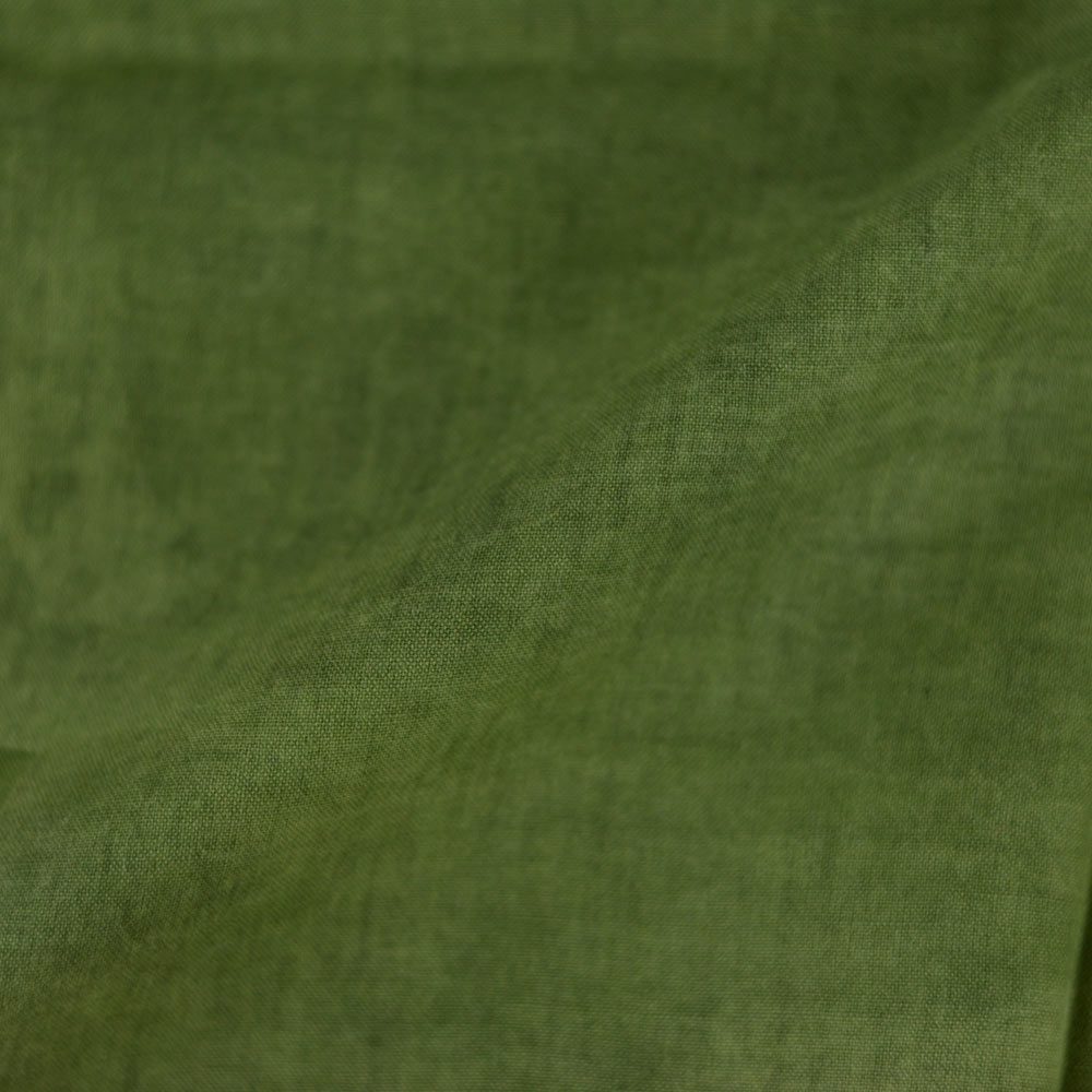 Plain Dark Green Natural Mulberry Marigold Palash & Mallotus Dyed 115 GSM Cotton Fabric