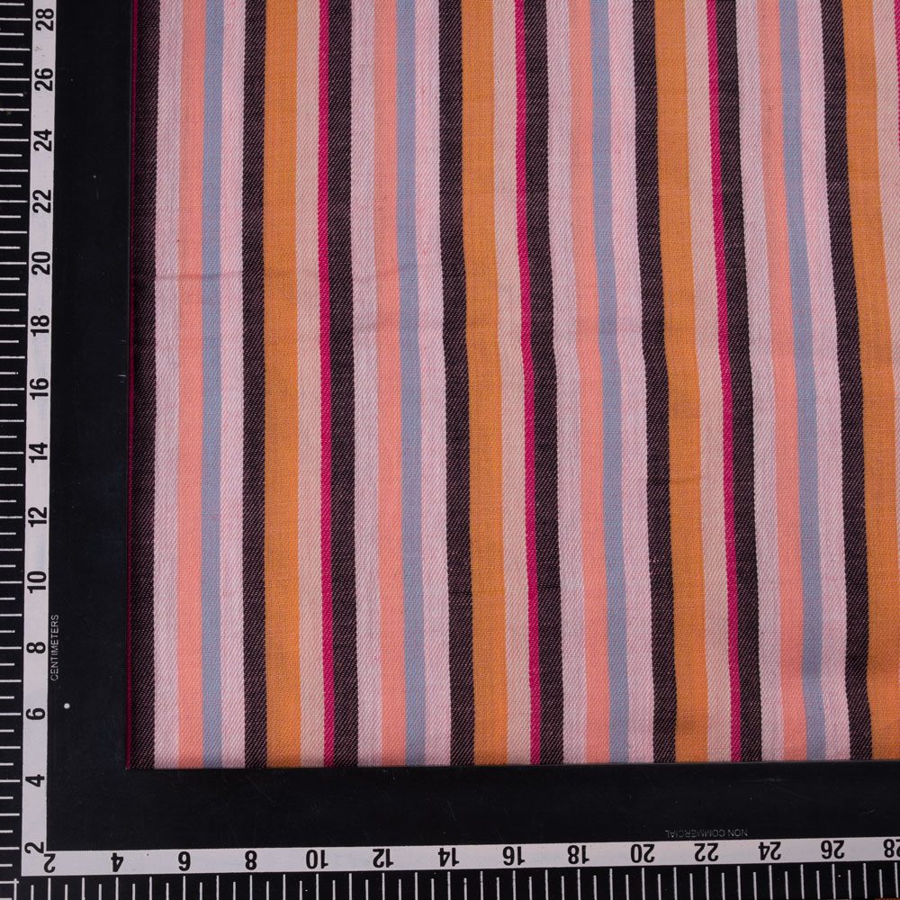 STRIPE TWILL MULTI COLOR PURE COTTON 100 GSM HANDWOVEN FABRIC