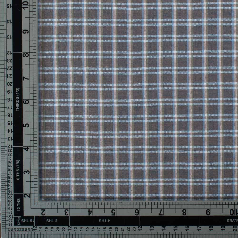 Check Grey and White Pure Cotton 105 GSM Handwoven Fabric