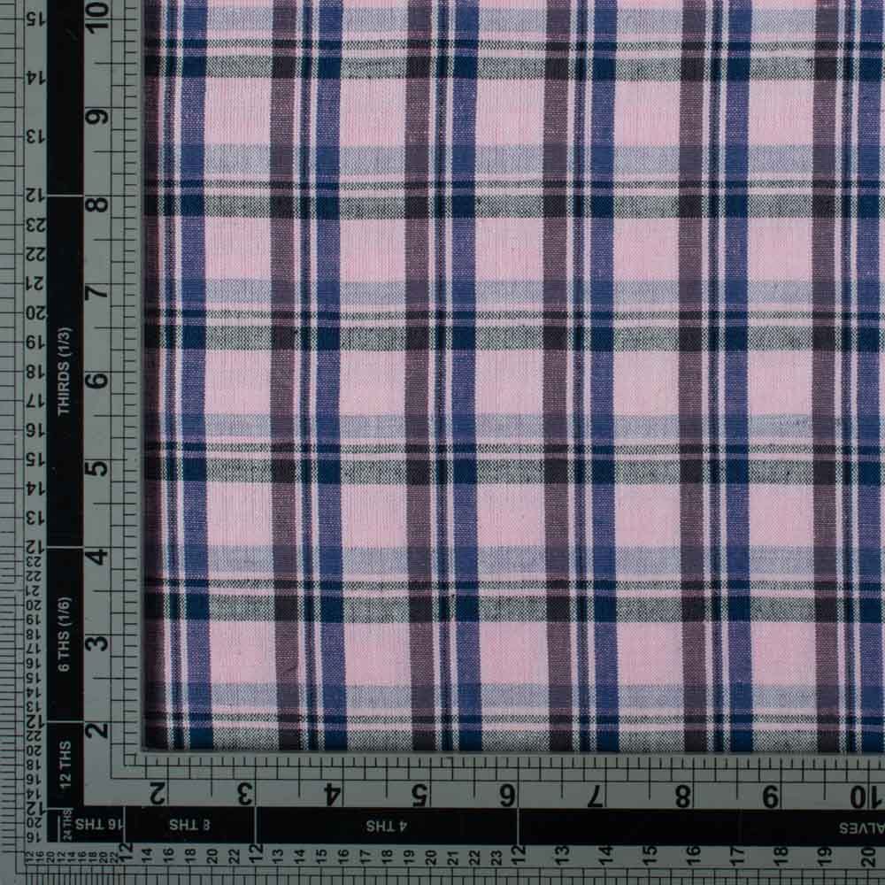 Check Multicolour Cotton Khadi 140 GSM Handwoven Fabric 752