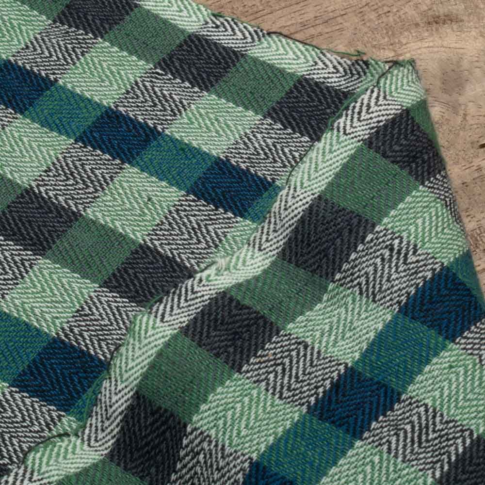 Herringbone Check Multicolor Khadi Cotton 105 GSM Handwoven Fabric 72