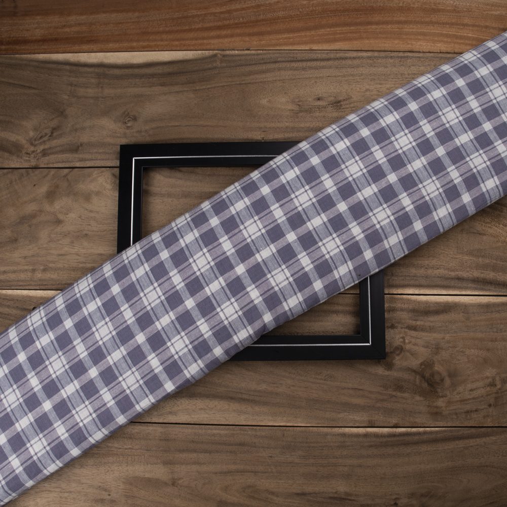 Check Dusty Purple Pure Cotton 104 GSM Handwoven Fabric