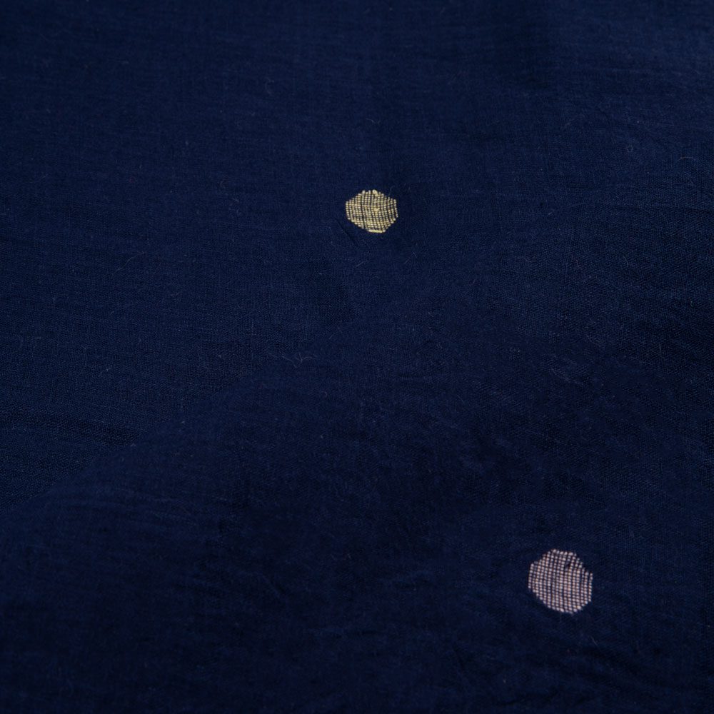 GEOMETRIC NAVY BLUE JAMDANI PURE COTTON 62 GSM FABRIC