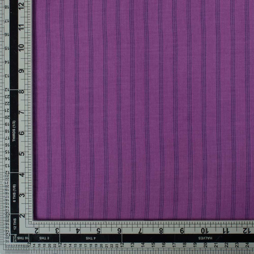 Stripe Blue & Purple Pure Cotton 70 GSM Handwoven Fabric
