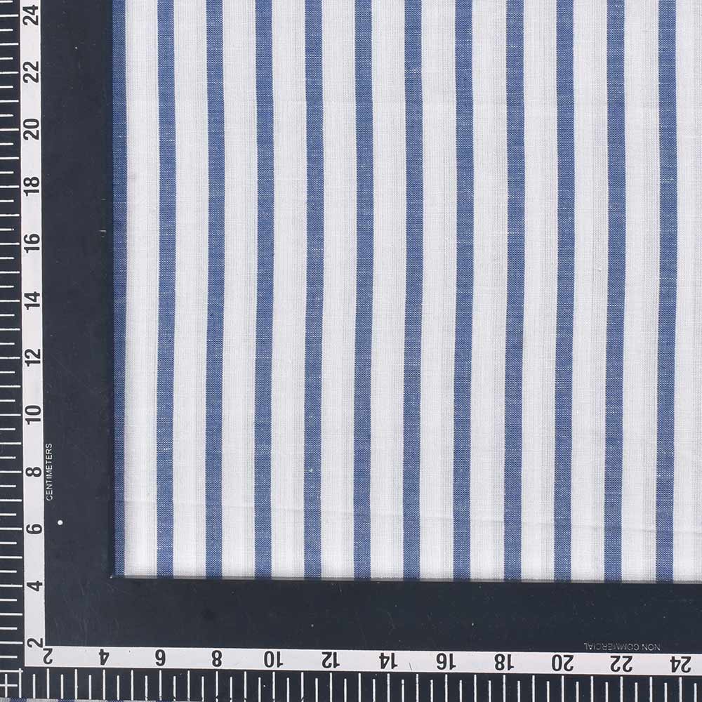 STRIPE BLUE & WHITE COTTON 90 GSM HANDWOVEN FABRIC