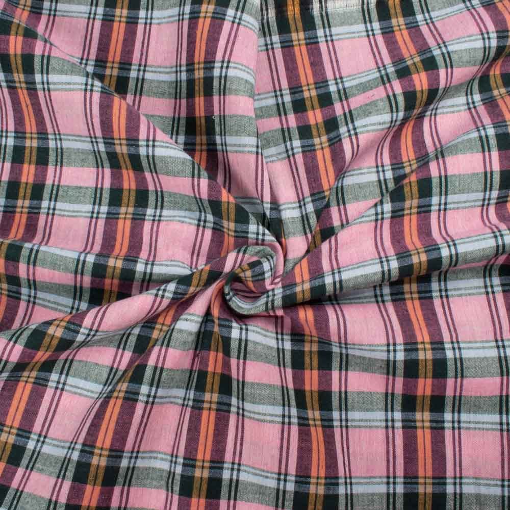 Check Multicolor Pure Cotton 100 GSM Handwoven Fabric 622