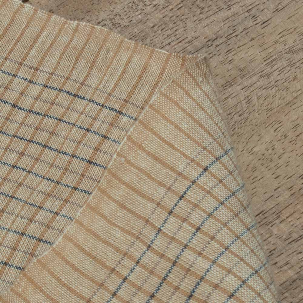 Check Cream Brown Pure Cotton 90 GSM Handwoven Fabric