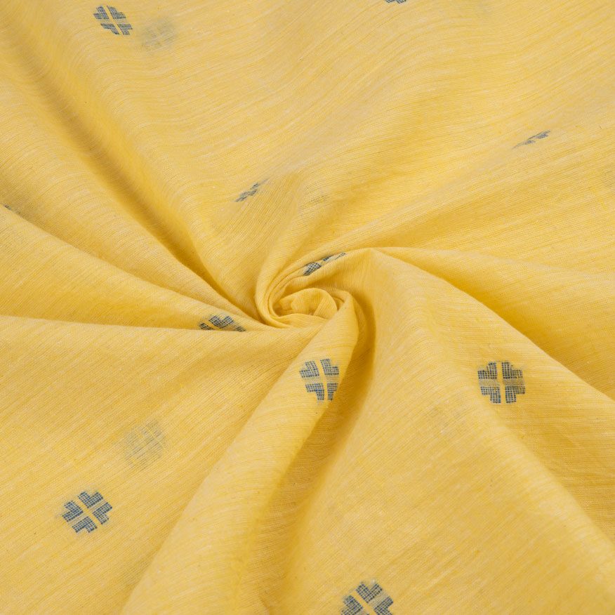 Geometric Light Yellow Jamdani Pure Cotton 55 GSM Fabric