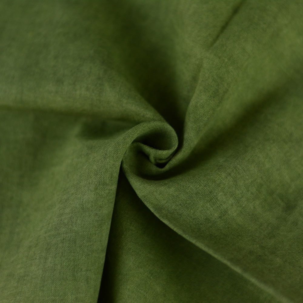 Plain Dark Green Natural Mulberry Marigold Palash & Mallotus Dyed 115 GSM Cotton Fabric