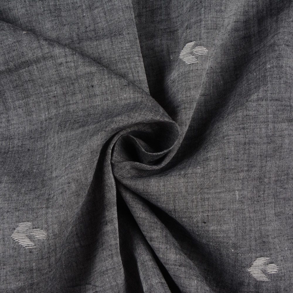 Geometric Grey Jamdani Pure Handwoven Cotton 55 GSM Fabric