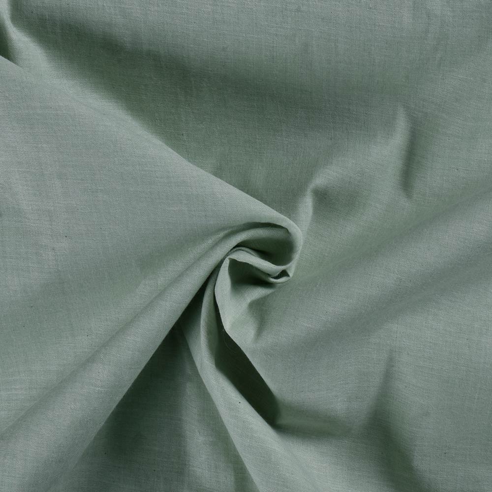 Chambray Light Green Khadi Cotton 62 GSM Handwoven Fabric