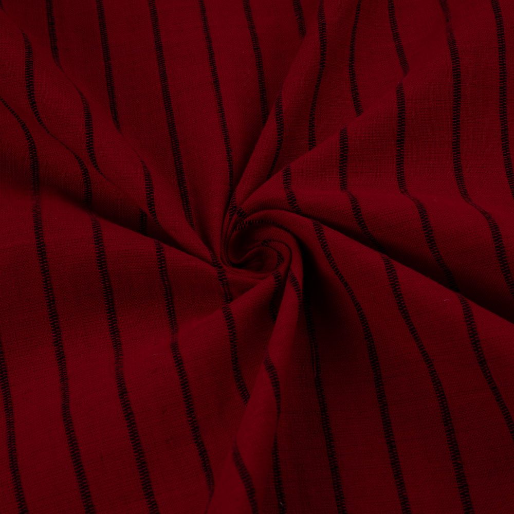 Stripe Deep Red Pure Cotton 131 GSM Handwoven Fabric
