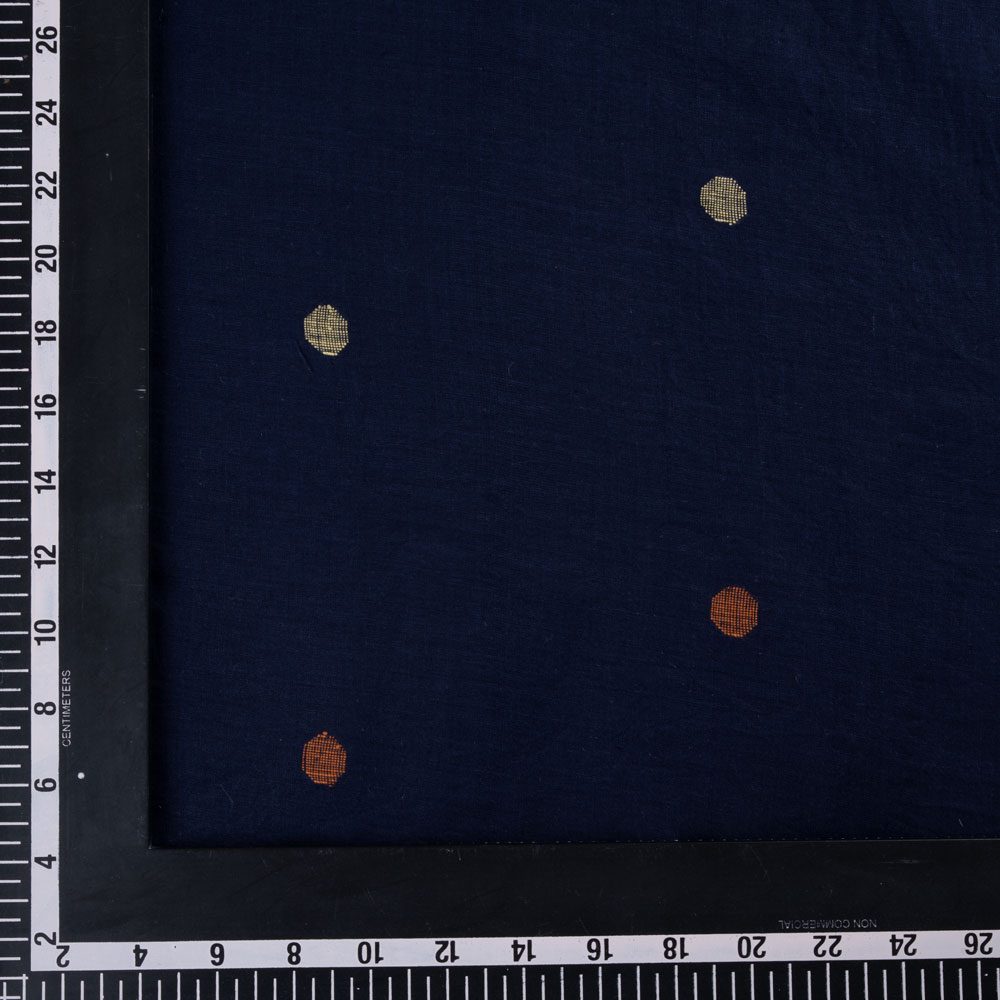 GEOMETRIC NAVY BLUE JAMDANI PURE COTTON 62 GSM FABRIC