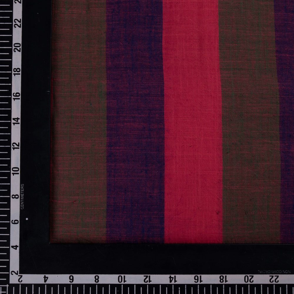 STRIPE MULTICOLOUR PURE COTTON 97 GSM HANDWOVEN FABRIC