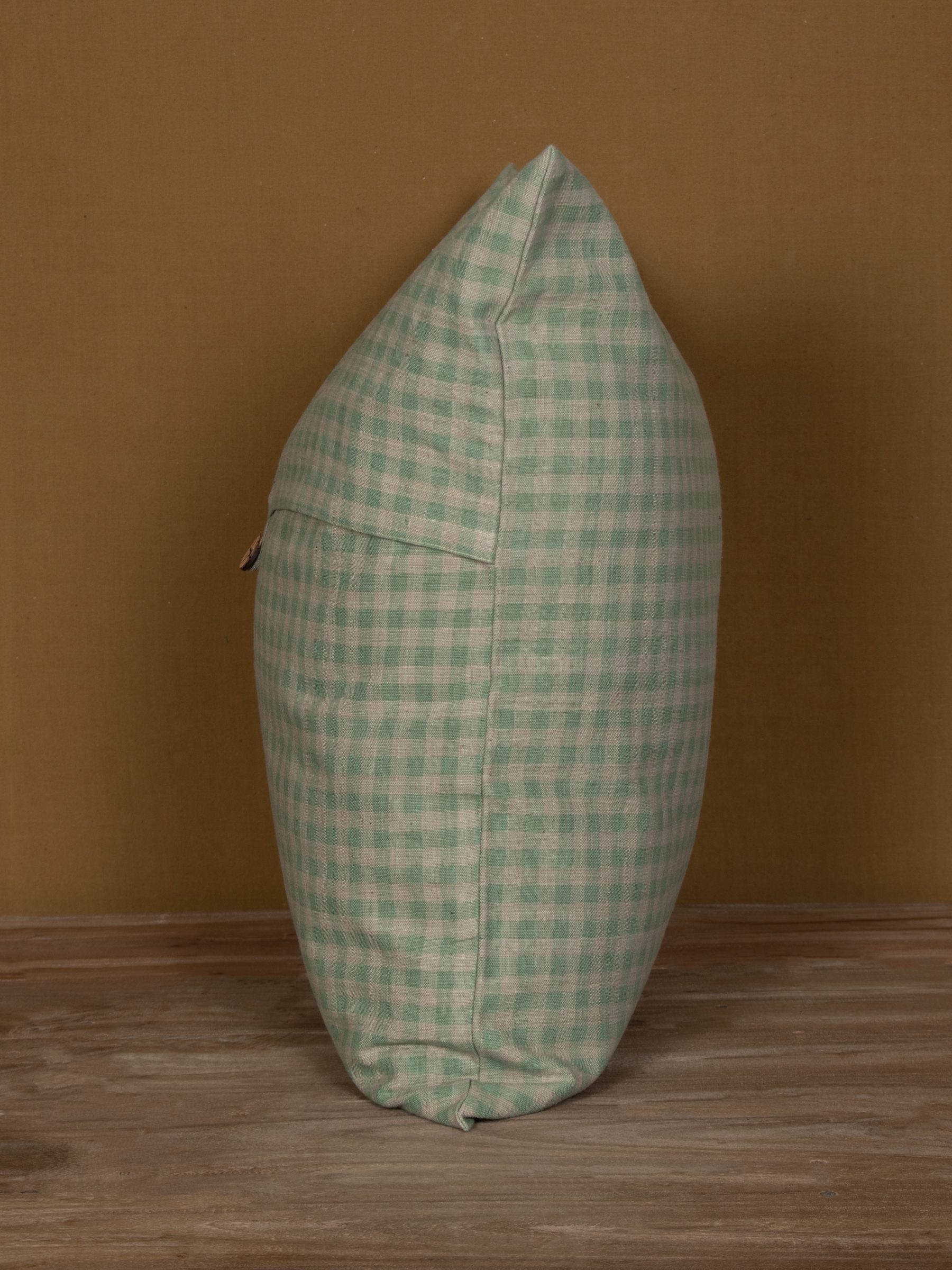 Natural Dye Khadi Cushion Cover with Wooden Button Closer