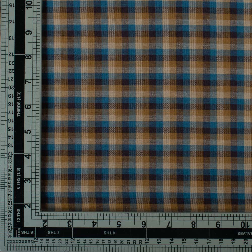 Check Multicolor Pure Cotton 80 GSM Handwoven Fabric 881