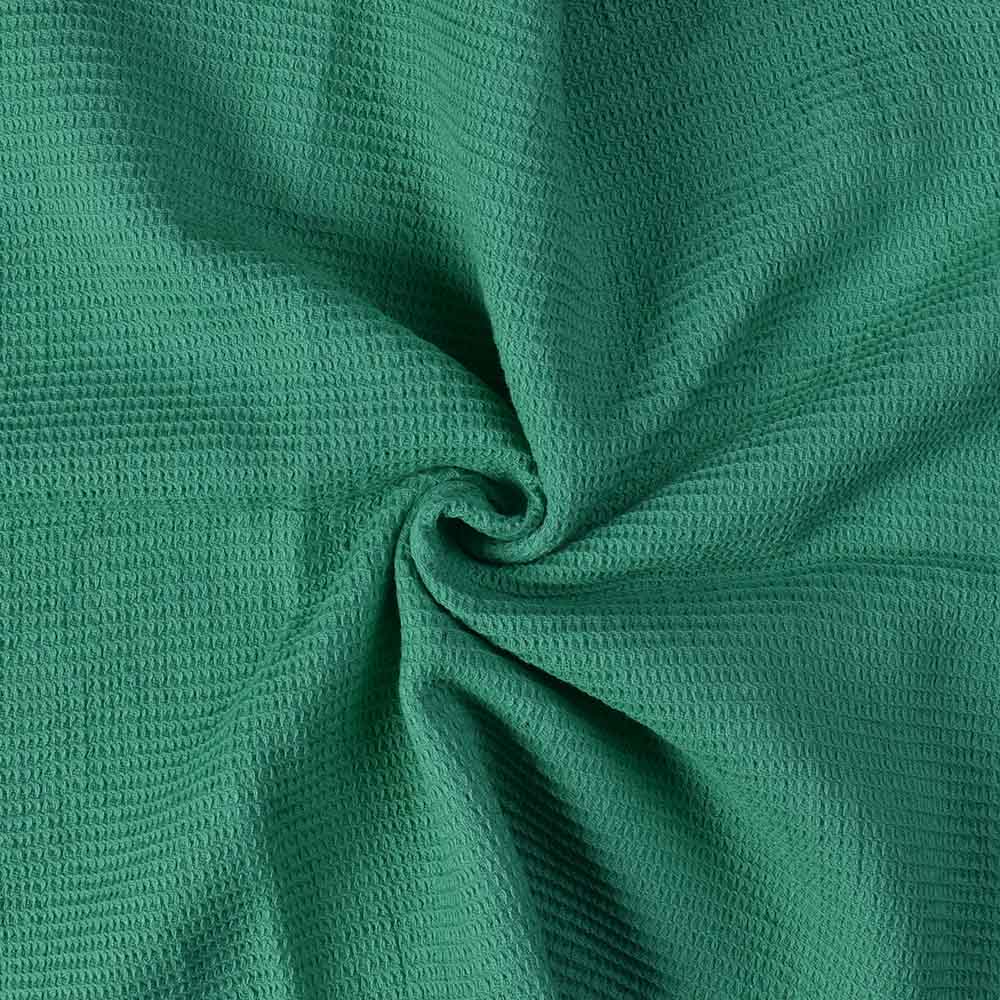 Sea Green Honeycomb Weave Pure Cotton 122 GSM Handwoven Waffle Fabric