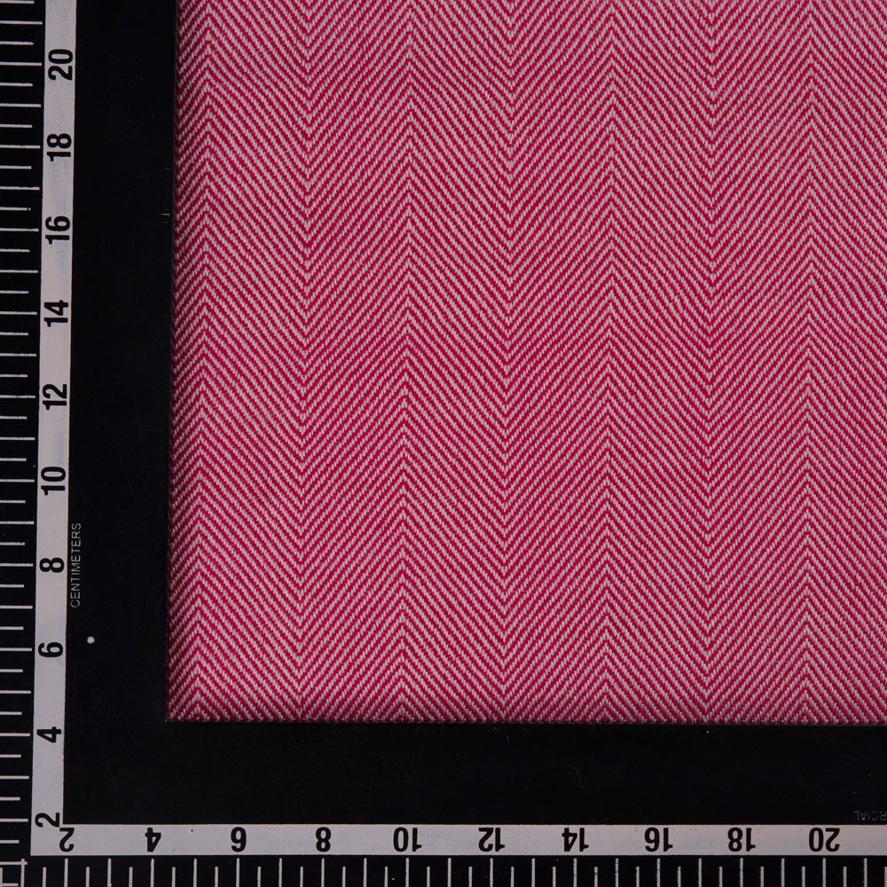 Herringbone Pink Pure Wool 220 GSM Handwoven Fabric