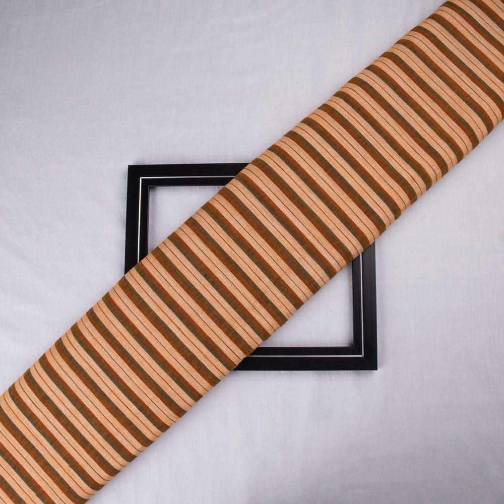 Stripe Brown Pure Cotton 96 GSM Handwoven Fabric