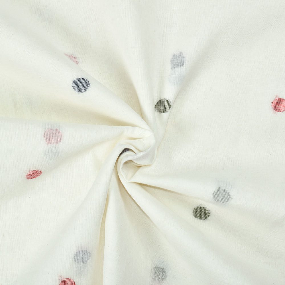 Geometric White Jamdani Pure Cotton 60 GSM Handwoven Fabric