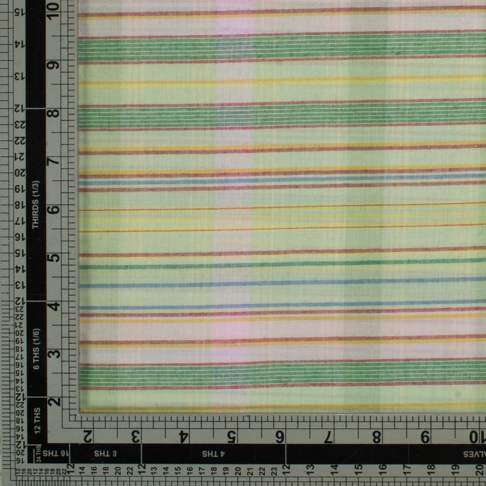 Check Multicolor Pure Cotton 60 GSM Handwoven Fabric