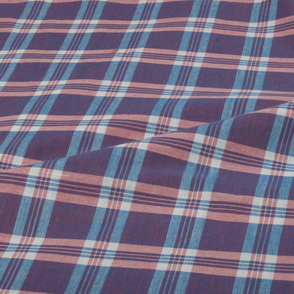 Check Multicolor Pure Cotton 90 GSM Handwoven Fabric 697