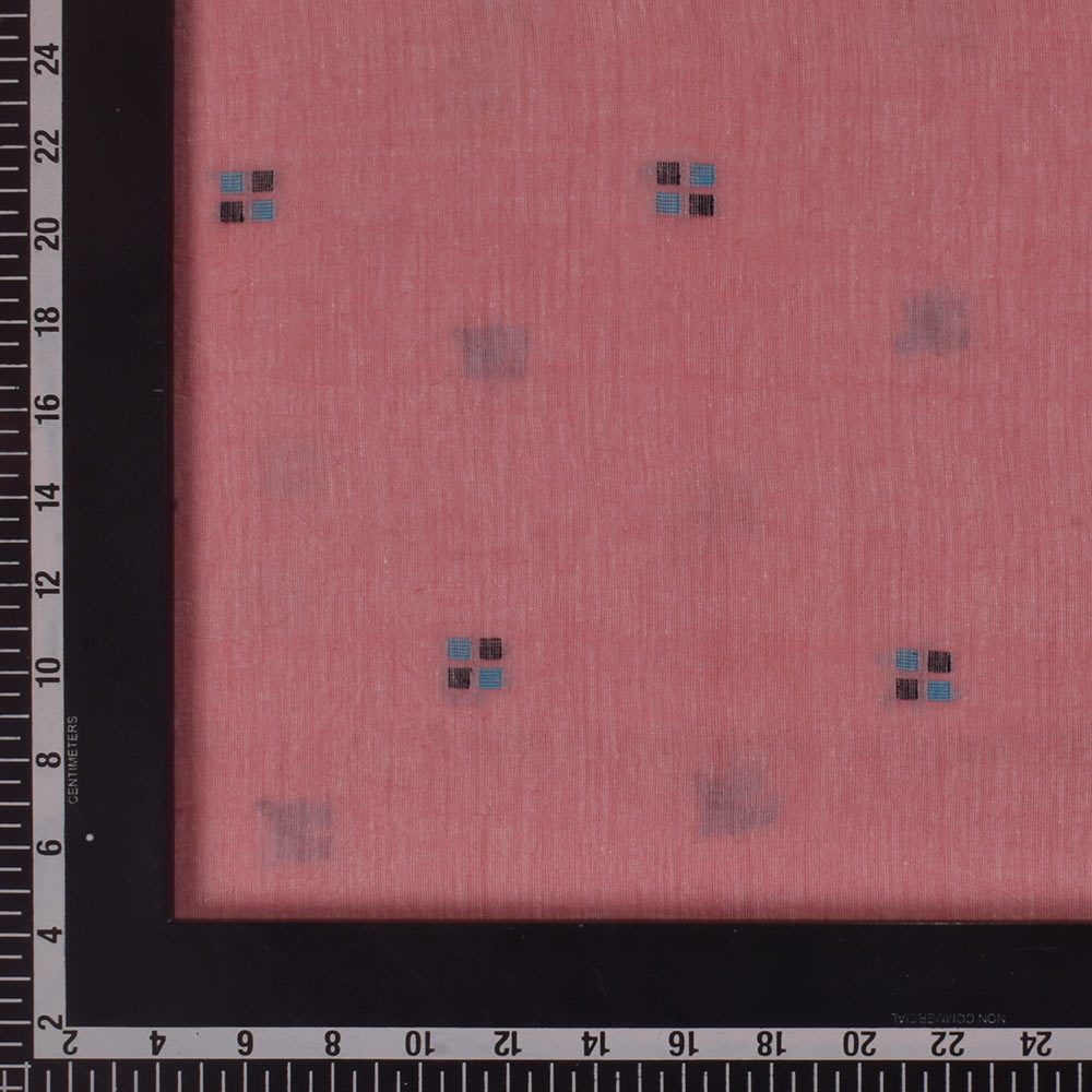 GEOMETRIC RED JAMDANI PURE COTTON 62 GSM HANDWOVEN FABRIC