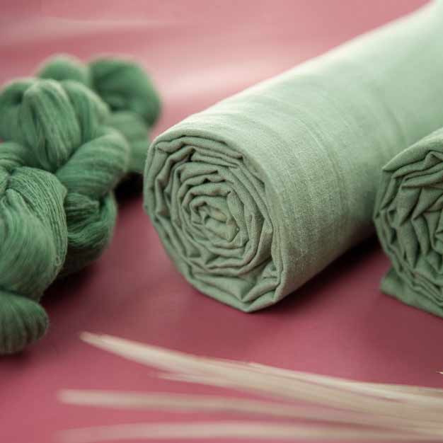 PLAIN DARK GREEN NATURAL MULBERRY, MARIGOLD, PALASH & MALLOTUS DYED 115 GSM COTTON FABRIC