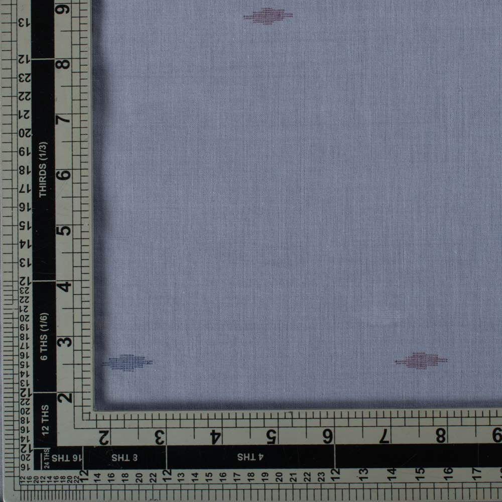 Grey Base Flower Jamdani Pure Cotton 55 GSM Handwoven Fabric
