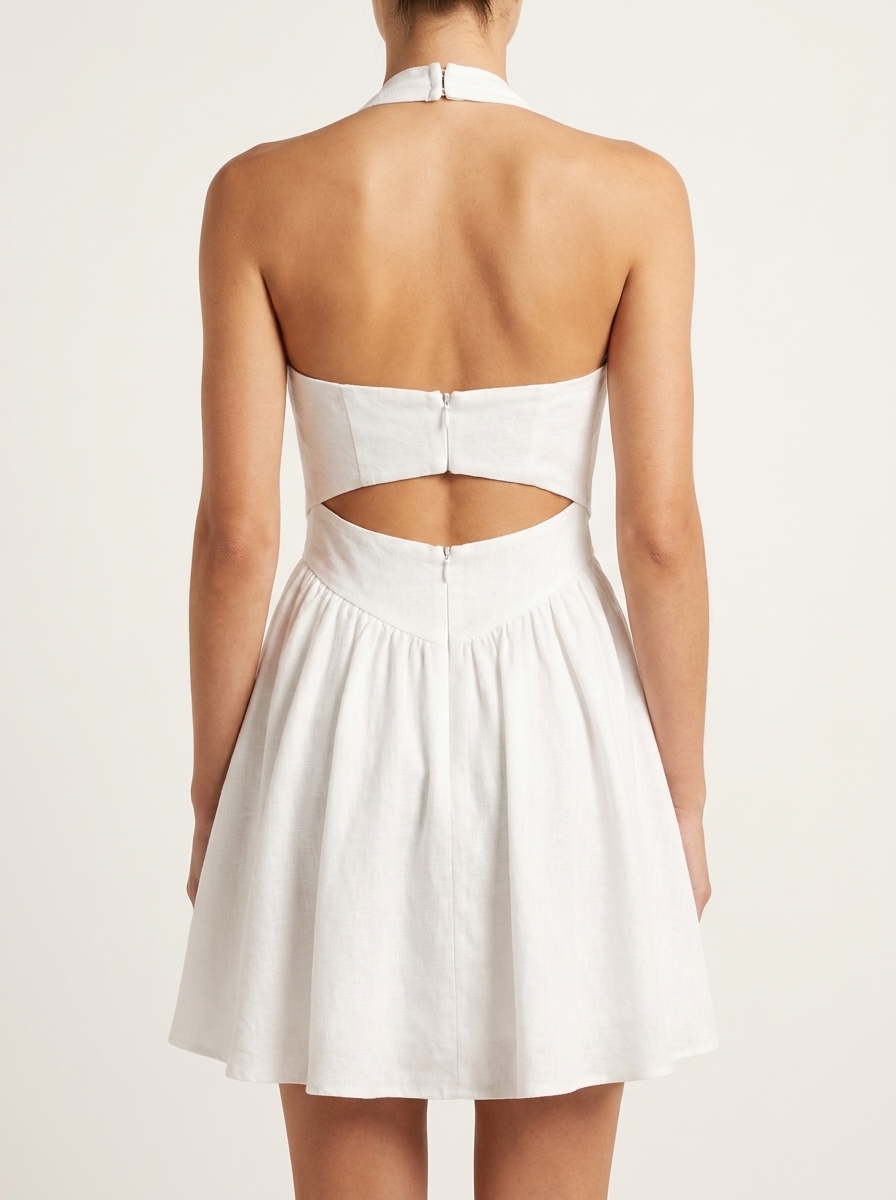Deep V Neck Waist Cutout Dress