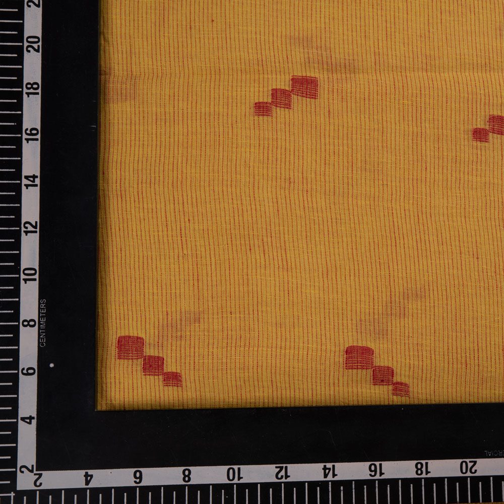 GEOMETRIC STRIPE YELLOW JAMDANI PURE COTTON 55 GSM HANDWOVEN FABRIC