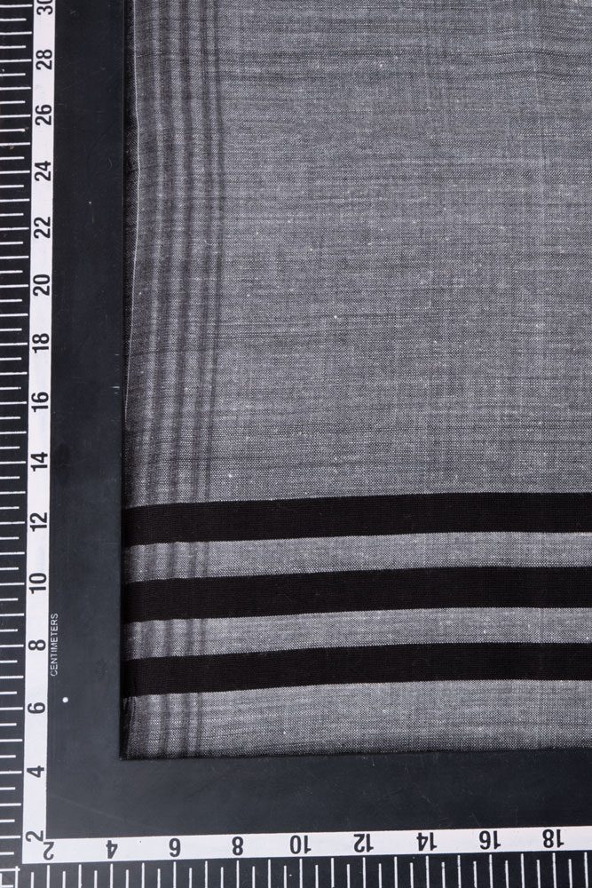 STRIPE GREY BLACK HANDWOVEN PURE COTTON SCARF