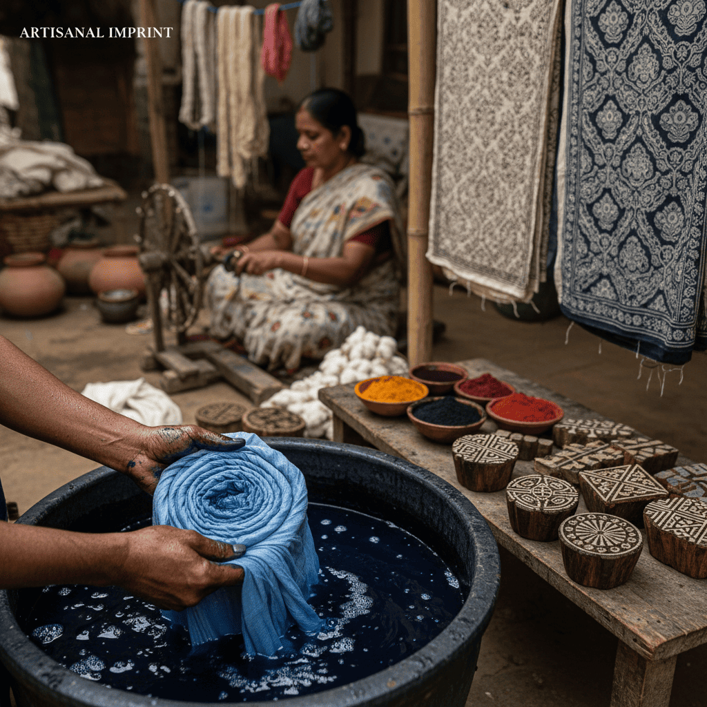 Sustainable fashion garments made with screen printed khadi fabric