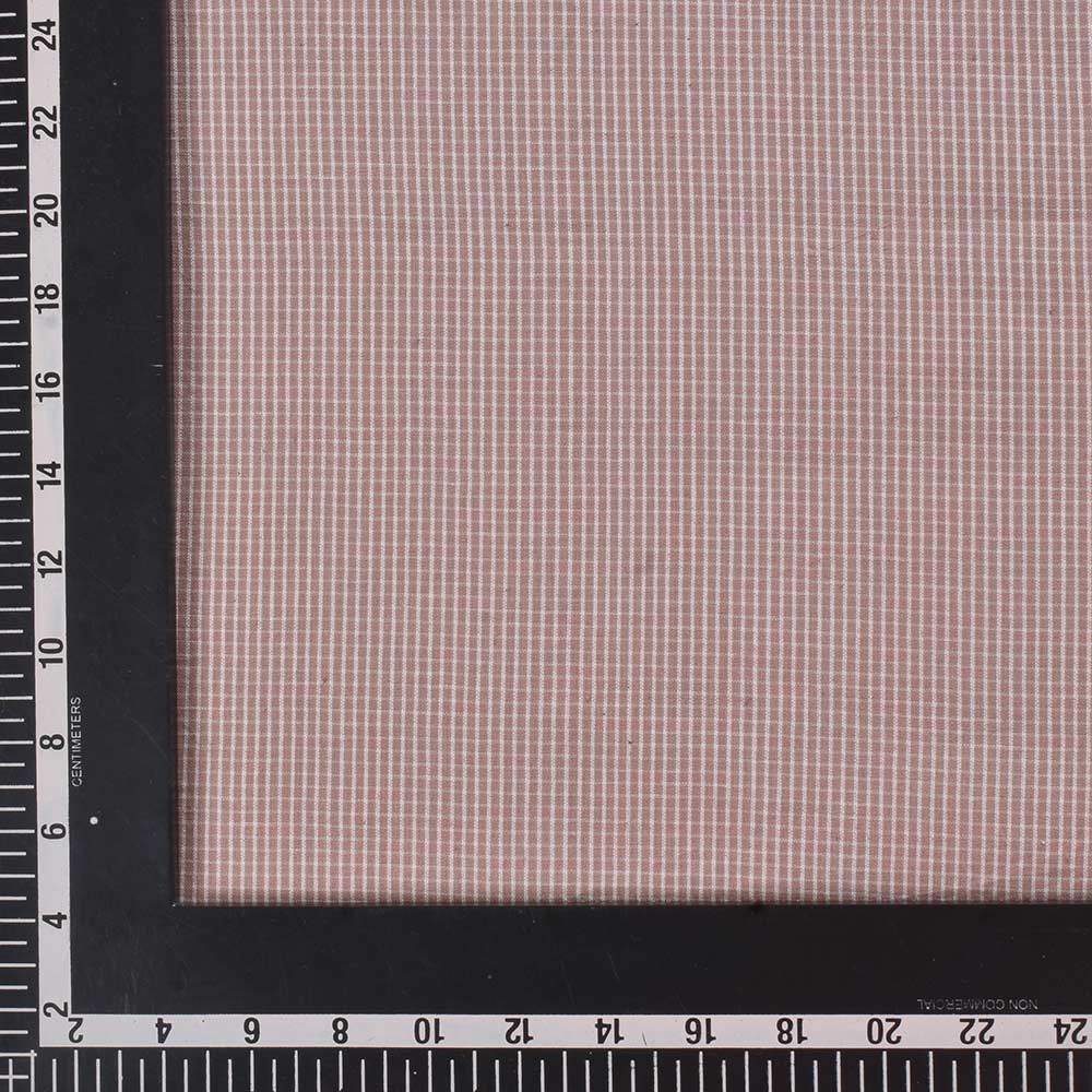 CHECK BROWN PURE COTTON 93 GSM HANDWOVEN FABRIC D8