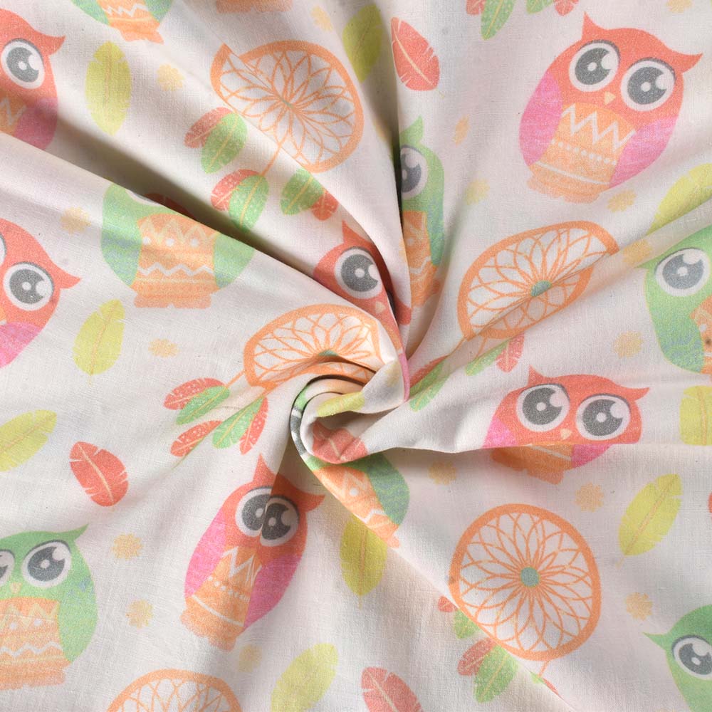 Abstract White Digital Printed Khadi Cotton 120 GSM Handwoven Fabric