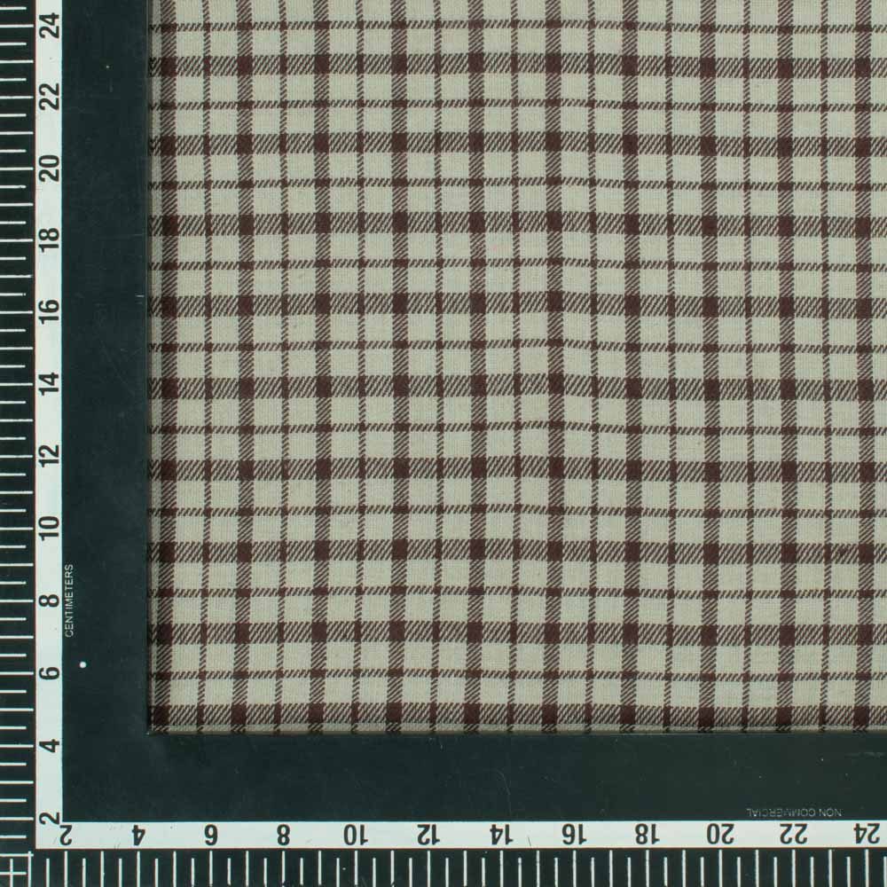 Check Twill Brown Pure Cotton Handwoven 173 GSM Fabric