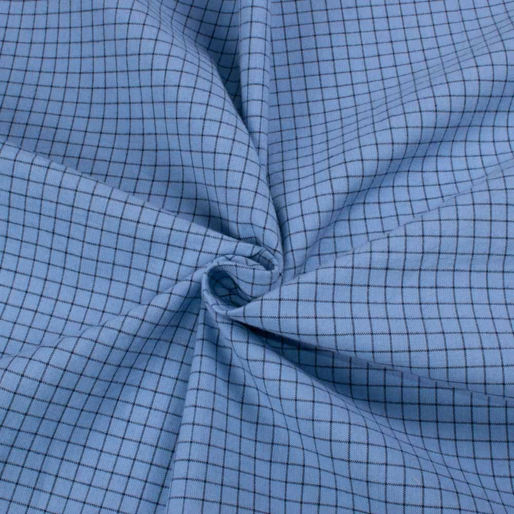 Check Blue Black Pure Cotton 120 GSM Handwoven Fabric 619