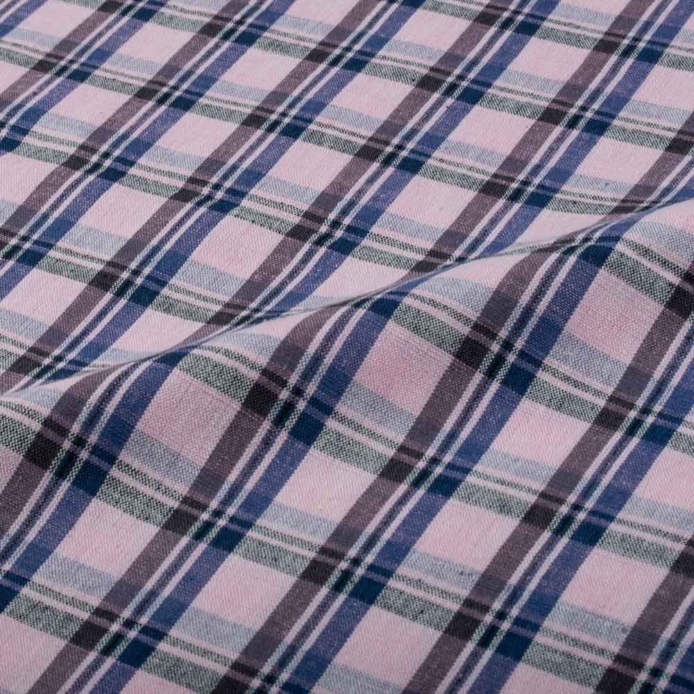 Check Multicolour Cotton Khadi 140 GSM Handwoven Fabric 752